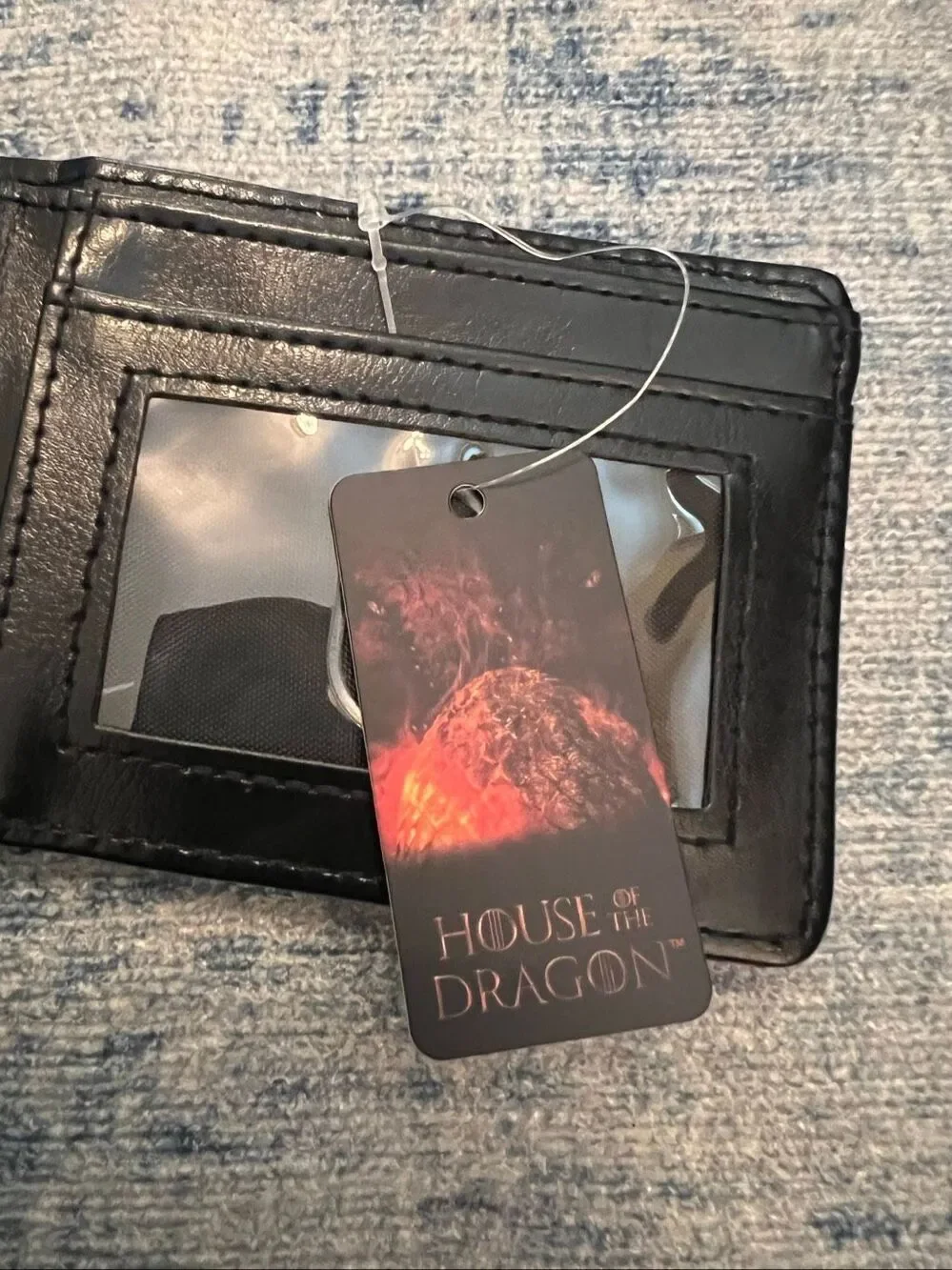 New HBO Buckle Down House of the Dragon Black Red Flames Faux Leather Wallet